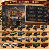 Die-Cast Railroad Legends Train Advent Calendar 24 Sliding Drawers Steam Loco & Wagon Model Display Set 26x18x3cm Black Smoke Edition