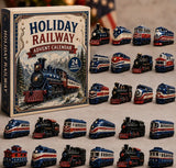 American Flag Livery Train Blind Box Countdown Calendar 24 Acrylic Locomotive Ornaments 26x18x3cm 3mm Thick Tabletop Display Xmas