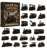 Steam Era 24-Day Reveal Calendar 26x18x3cm with 3mm Acrylic Pieces Steam Locomotive Blind Box Tabletop Display Gift