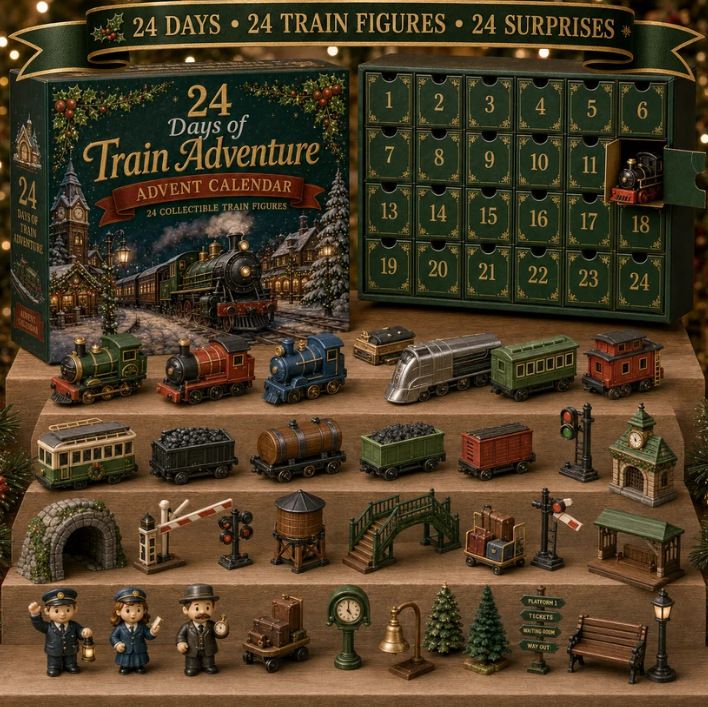 Clock Tower Night Depot Blind Box Rail Village Figure Kit 24 Window Reveals 26x18x3cm Acrylic 3mm Build Xmas Scene Gift