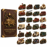 Vintage Fire Brigade Book Box Style Christmas Countdown Engine Models 26x18x3cm 3mm Acrylic Accs Holiday Present
