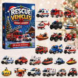 Emergency Rescue Squad 24-Day Reveal Box Ambulance Helicopter Police Boat Models Collection 26x18x3cm 3mm Acrylic Display Xmas Gift