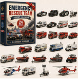 Day-by-Day Unboxing Advent Box Emergency Rescue Fleet 24 Assorted Vehicles Chopper K9 Unit Boat Models 26x18x3cm 3mm Acrylic Stand Xmas