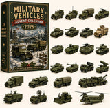 Military Vehicle Blind Box Advent Calendar 1:64 Die-Cast Armoured Corps 24-Day Reveal Set 26x18x3cm 3mm Acrylic Accessories Gift for Him