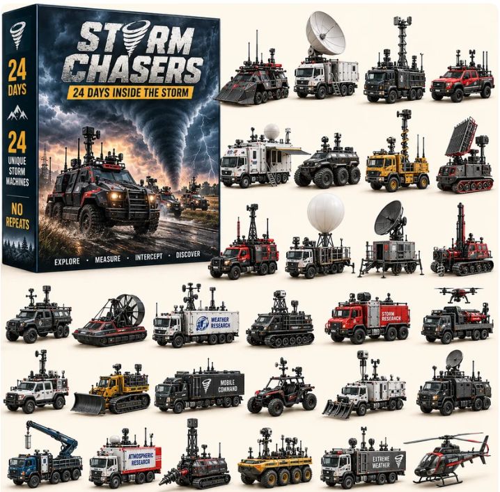 Storm Chaser Weather Research Truck Model Kit 24 Days Inside the Storm Countdown 26x18x3cm 3mm Acrylic Radar Dish Display Gift
