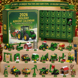 Santa Claus Tractor Sleigh Ride 24 Window Reveal Farm Advent Box 26x18x3cm 3mm Acrylic Pieces Holiday Countdown Display