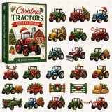 Style C Tractor Holiday Countdown Craft Kit 24 Flat 3mm Acrylic Ornaments 26x18x3cm Tabletop Charm Reveal Board Display Decor Gift