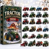 Green Tractor Advent Calendar 24 Mini Farm Machine Models Reveal Box 26x18x3cm 3mm Acrylic Inserts Christmas Tabletop Decor