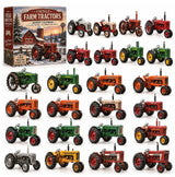 Tabletop Advent Countdown Case 24 Farm Tractor Figurines Behind Each Door 26x18x3cm 3mm Acrylic Farmhouse Scene Xmas Gift