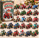 Snow Plough Tractor Christmas Advent Calendar 24 Acrylic Figurine Blind Box Festive Farm Display 26x18x3cm 3mm Panel Xmas Gift