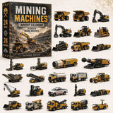 Diggers & Dump Trucks Reveal-a-Day Mining Fleet 24 Collectible Models 26x18x3cm with 3mm Acrylic Plates Yellow Mining Vehicle Blind Box