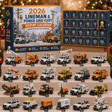 Lineman Bucket Truck & Utility Pole Crew 24-Piece Countdown Collection Power Grid Utility Fleet 26x18x3cm 3mm Acrylic Panels Festive Gift