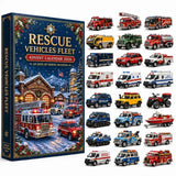 Open-a-Window Rescue Station Advent Blind Box 24 Heroic Mission Vehicles 3mm Acrylic Charms 26x18x3cm Festive Tabletop Countdown