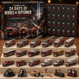 Red Fire Truck Miniature Collection 24 Numbered Slots City Firefighter Fleet Model Kit 26x18x3cm 3mm Acrylic Charms Festive Countdown