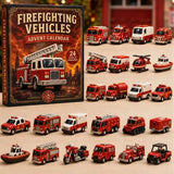 Firefighting Vehicles Edition B Ladder Truck Blind Box 24 Acrylic Vehicle Cut-Outs Pull-Out Tray Calendar 26x18x3cm 3mm Thick Display Gift