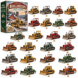 Vintage Bulldozer Blind Box 24-Day Reveal Drawers Retro Earthmover Figurine Kit 26x18x3cm 3mm Acrylic Stand Holiday Gift