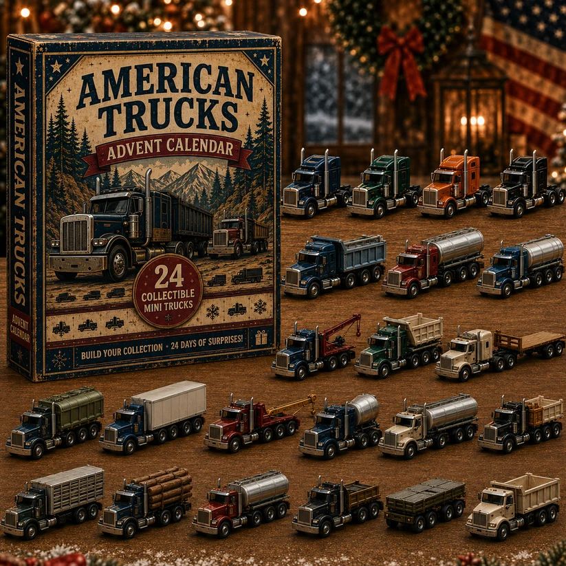 Go-Anywhere Off-Road Heavy Truck Model Calendar One-a-Day Unwrap 26x18x3cm 3mm Acrylic Holder Rugged Terrain Haulers Xmas Gift for Him