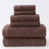 Combed Cotton Towel Set for Bath, Hand and Face, Dark Brown
