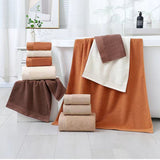 Combed Cotton Towel Set for Bath, Hand and Face, Dark Brown
