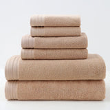 Combed Cotton Towel Set for Bath, Hand and Face, Camel