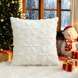Set of 2 Christmas Cushion Covers - Off-White Snowflake (Pillow filling not included)