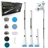 Electric Spin Scrubber Power Shower Cleaning Brush with Extendable Handle & 8 Brush Heads for Bathtub Tile Grout Kitchen Window and Floor