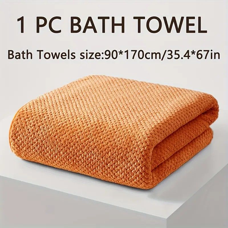 Modern Pineapple Grid Design Ultra-Soft Coral Fleece Bath Towel｜90x170cm Extra Thick Strong Absorption, Suitable for Bathroom, Gym, Hotel, and Home Use.(white)