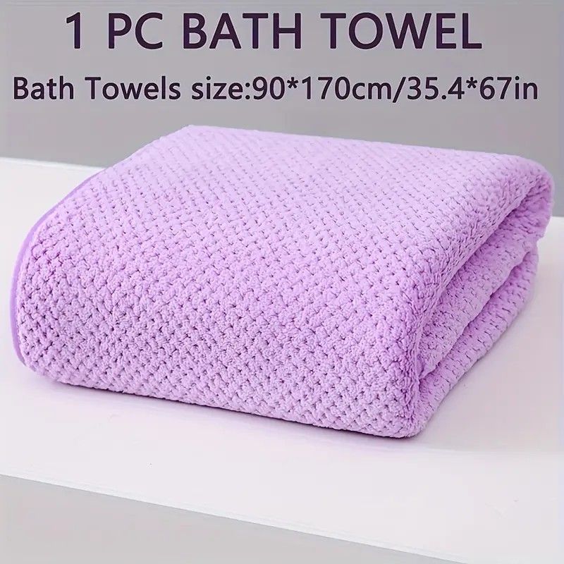 Modern Pineapple Grid Design Ultra-Soft Coral Fleece Bath Towel｜90x170cm Extra Thick Strong Absorption, Suitable for Bathroom, Gym, Hotel, and Home Use.(brown)