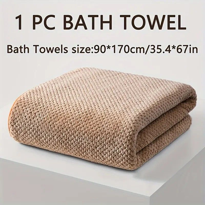 Modern Pineapple Grid Design Ultra-Soft Coral Fleece Bath Towel｜90x170cm Extra Thick Strong Absorption, Suitable for Bathroom, Gym, Hotel, and Home Use.(dark blue)