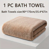 Modern Pineapple Grid Design Ultra-Soft Coral Fleece Bath Towel｜90x170cm Extra Thick Strong Absorption, Suitable for Bathroom, Gym, Hotel, and Home Use.(GREEN)
