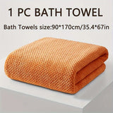 Modern Pineapple Grid Design Ultra-Soft Coral Fleece Bath Towel｜90x170cm Extra Thick Strong Absorption, Suitable for Bathroom, Gym, Hotel, and Home Use.(ORANGE)