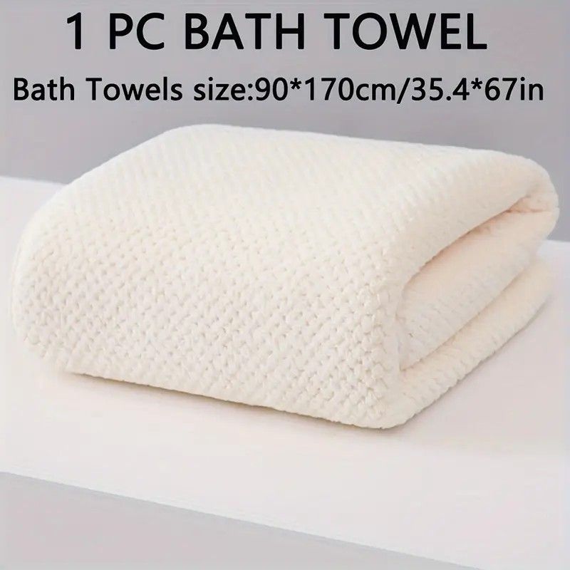 Modern Pineapple Grid Design Ultra-Soft Coral Fleece Bath Towel｜90x170cm Extra Thick Strong Absorption, Suitable for Bathroom, Gym, Hotel, and Home Use.(ORANGE)