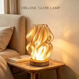Spiral Table Lamp, 3D Printed, Dimmable, Solid Wood Base, Home Decoration, Mood Light.(green)