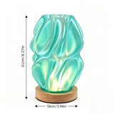 Spiral Table Lamp, 3D Printed, Dimmable, Solid Wood Base, Home Decoration, Mood Light.(green)