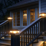 2PCS Solar outdoor post cap light, IP65 waterproof and weather-resistant, auto light control, charges by day and lights up at night, warm crystal lampshade, fits various posts, ideal for patio, fence, and garden decor.*white