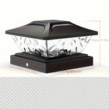 2PCS Solar outdoor post cap light, IP65 waterproof and weather-resistant, auto light control, charges by day and lights up at night, warm crystal lampshade, fits various posts, ideal for patio, fence, and garden decor.*white