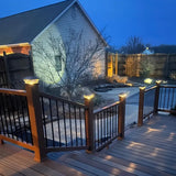 2PCS Solar outdoor post cap light, IP65 waterproof and weather-resistant, auto light control, charges by day and lights up at night, warm crystal lampshade, fits various posts, ideal for patio, fence, and garden decor.*white