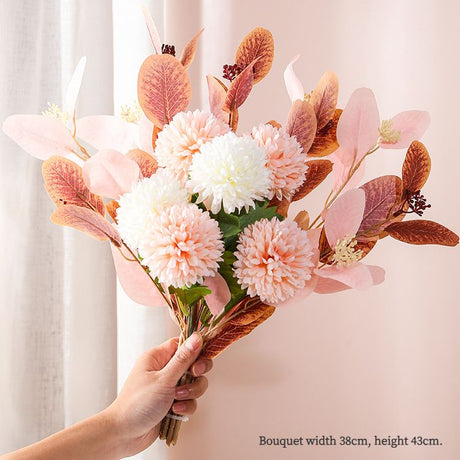 Small Fresh Artificial Hand Bouquet, handmade silk flowers soft and realistic, no watering needed for hassle-free care, multiple colors available to brighten up your home space.(Pink floral bouquet)