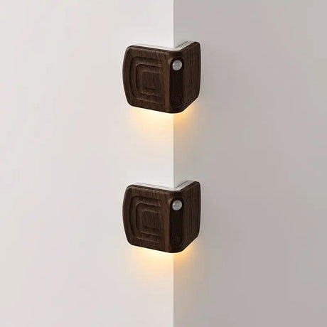 1pcs Magnetic induction corner night light, made of ABS and PVC for lightweight durability, three adjustable color temperatures, 120° motion sensing, USB-C fast charging, suitable for multiple scenarios./Deep wood grain