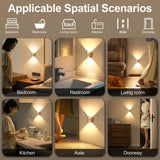 2PCS Induction wall lamp with three-color stepless dimming, 120° auto shut-off, USB rechargeable magnetic installation. Smart motion-sensing LED wall lamp, serving as both a night light and an ambient light./Chrome color