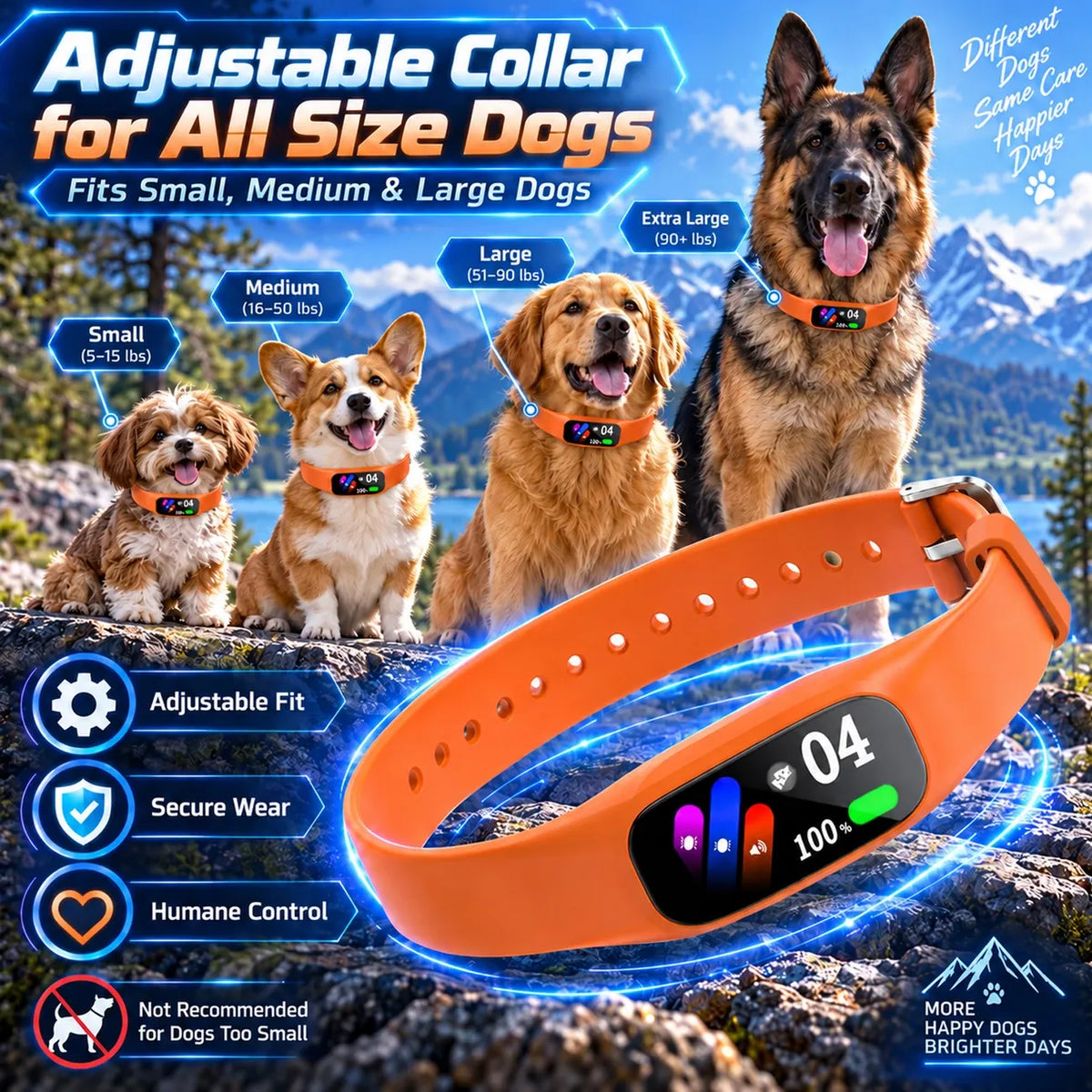 Smart no-shock anti-bark collar, humane beep & vibration training, intelligent anti-interference, 3 modes & 5 sensitivity levels, adjustable 11-30 inches, fits all dog sizes, perfect for multiple occasions.*orange