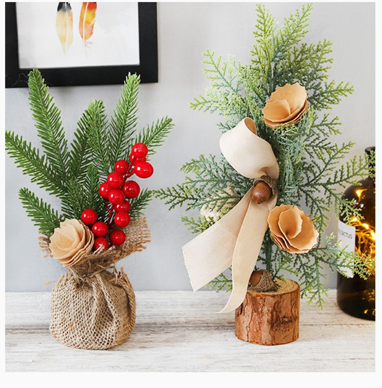 Red Berry Style 25cm Desktop Mini Christmas Tree, Christmas Window Decorative Potted Plant