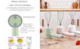 White  Wireless charging handheld mixer, 30W with three-speed settings. Dual whisk heads designed for whipping eggs, cream, and batter. Suitable for both kitchen and outdoor use, also an ideal gift.