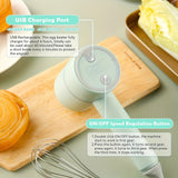 White  Wireless charging handheld mixer, 30W with three-speed settings. Dual whisk heads designed for whipping eggs, cream, and batter. Suitable for both kitchen and outdoor use, also an ideal gift.