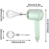 White  Wireless charging handheld mixer, 30W with three-speed settings. Dual whisk heads designed for whipping eggs, cream, and batter. Suitable for both kitchen and outdoor use, also an ideal gift.