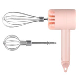 White  Wireless charging handheld mixer, 30W with three-speed settings. Dual whisk heads designed for whipping eggs, cream, and batter. Suitable for both kitchen and outdoor use, also an ideal gift.