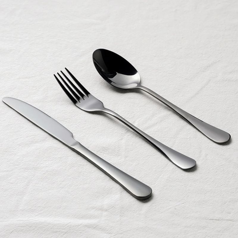 【20-Piece】Outdoor Portable Stainless Steel Cutlery Set, food-grade material, includes knife, fork, spoon, plate, tongs & opener. Comes with carry bag, essential for camping, commuting & dining.(silver)