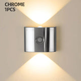 1PCS Induction wall lamp with three-color stepless dimming, 120° auto shut-off, USB rechargeable magnetic installation. Smart motion-sensing LED wall lamp, serving as both a night light and an ambient light./golden
