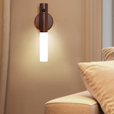 2-Pack USB Rechargeable Magnetic LED Night Light – Motion Sensor Wall Light for Bedroom, Kitchen & Bathroom/Walnut color