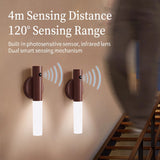 2-Pack USB Rechargeable Magnetic LED Night Light – Motion Sensor Wall Light for Bedroom, Kitchen & Bathroom/Ash wood color